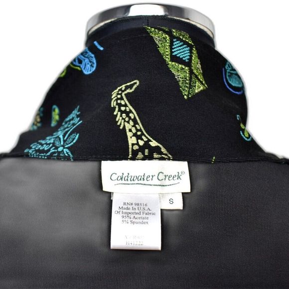 Coldwater Creek Black Print Stretchy Travel Knit Button Front Top-Women's S - Picture 6 of 7